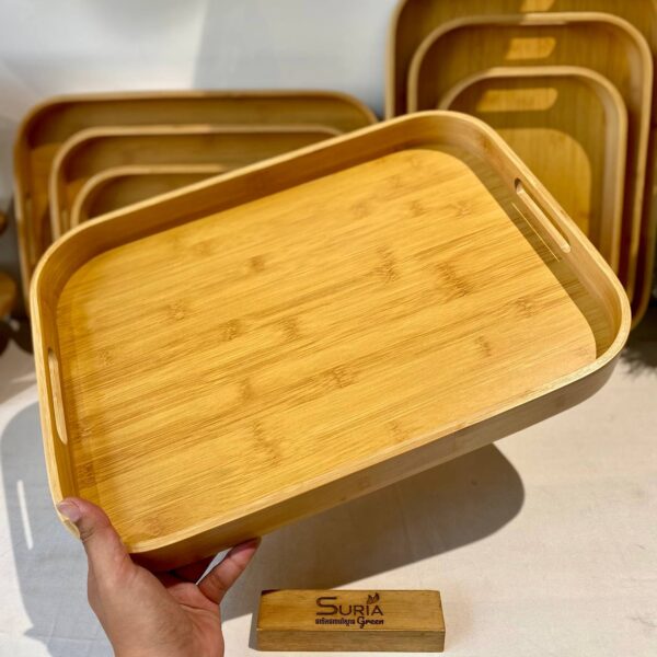 Bamboo Serving Tray Handle 46x33x5cm