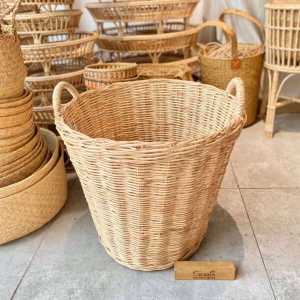 White Rattan Bin L