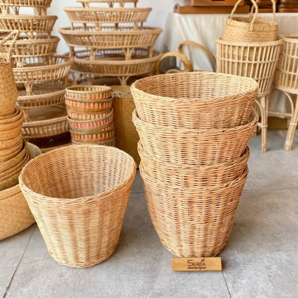 White Rattan Bin M