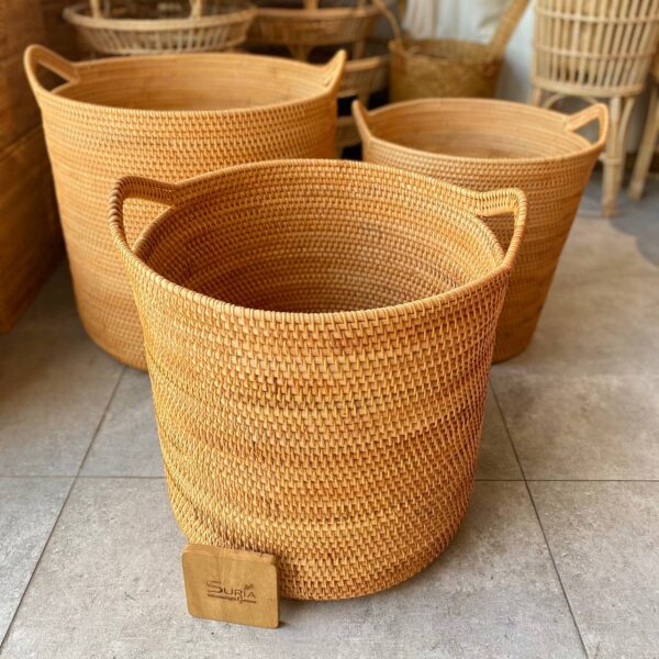 Rattan Laundry Basket Round L