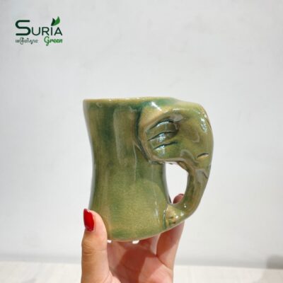 Ceramic Elephant Mug 10cm Light Green