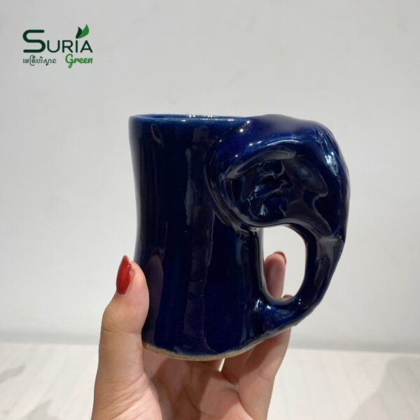 Ceramic Elephant Mug 10cm Mekong Blue