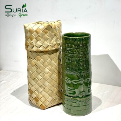 Ceramic Bayon Vase 32cm Light Green