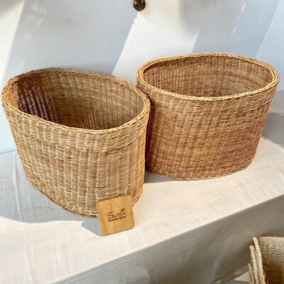 White Rattan Laundry Basket
